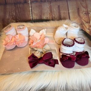 Elly & Emmy 7pc Baby Girl Gift Set Headwraps & Booties 0-12 Months